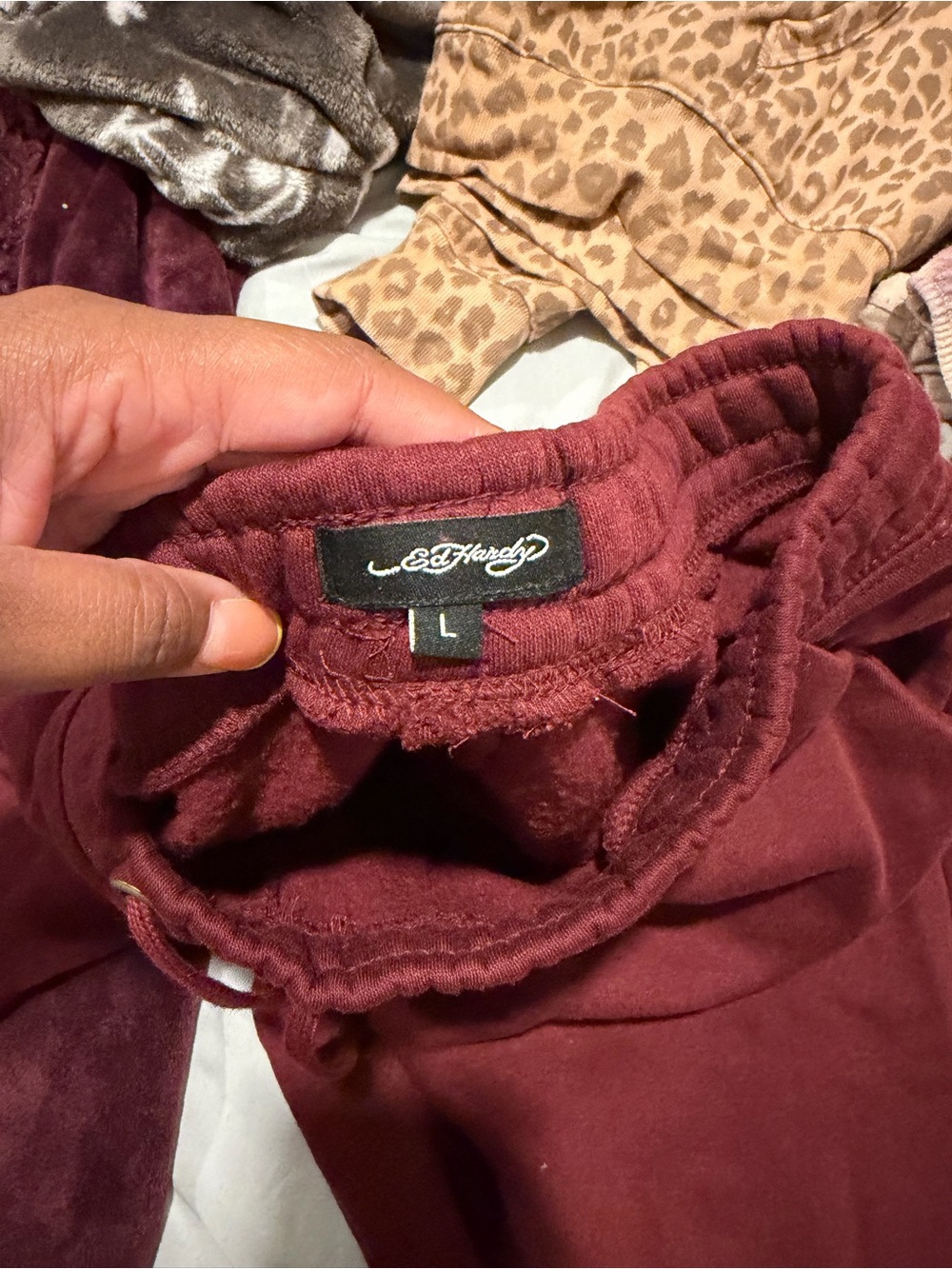 Ed Hardy Maroon Lounge Sweatpants - Picture 2 of 4